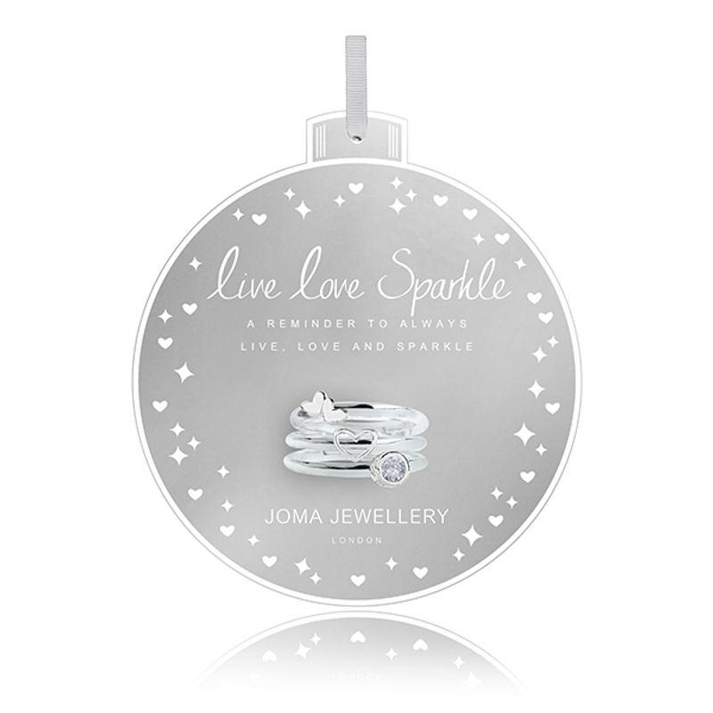 Ringer LIVE LOVE SPARKLE 3 stk Sølv Joma Jewellery