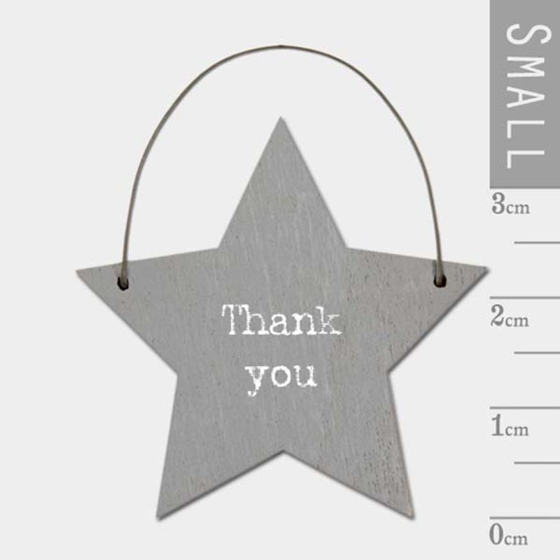Mini skilt stjerne Thank you East of India