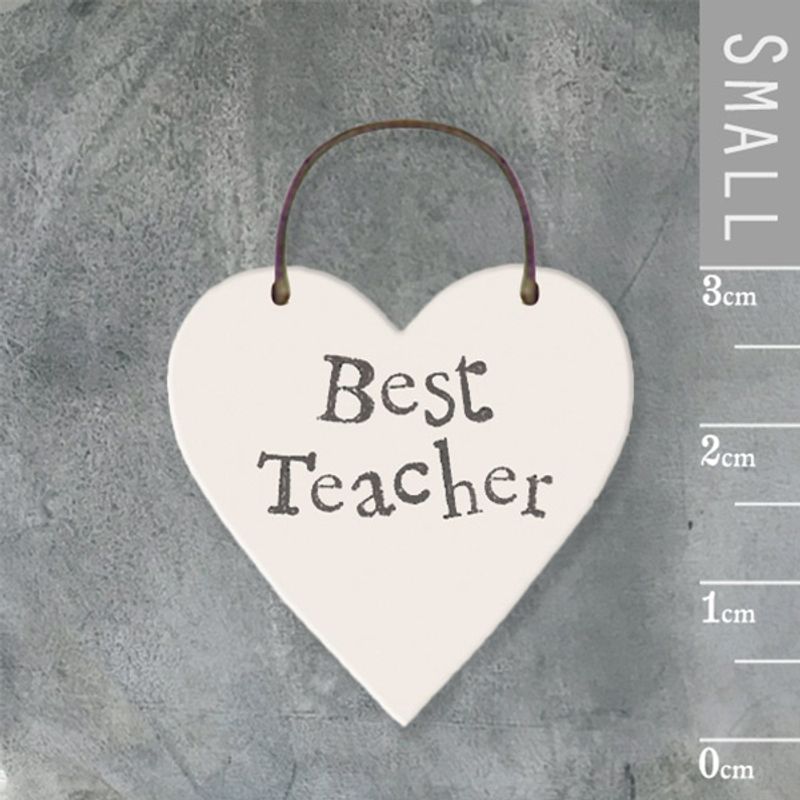 Mini skilt hjerte Best teacher East of India