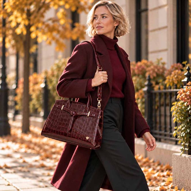 Hovedbilde Håndveske - skulderveske MILANO bordeaux burgunder croc Caleidos