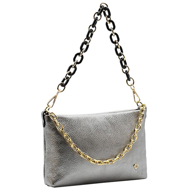 Clutch veske BIANCA sølv gull Caleidos 