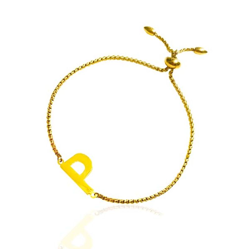 Armbånd bokstav P gull Ioaku