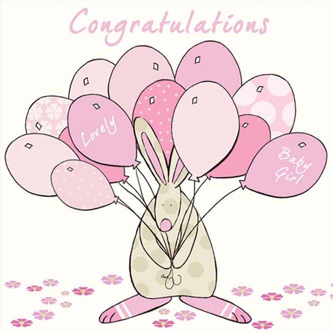 Hovedbilde Kort Gratulerer med jente Rufus Rabbit