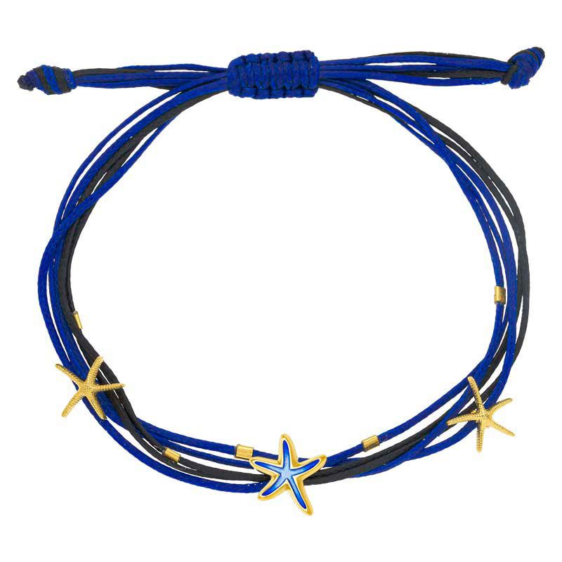 Armbånd ATLANTIS 3 sjøstjerner blå cords gull Onirolithi