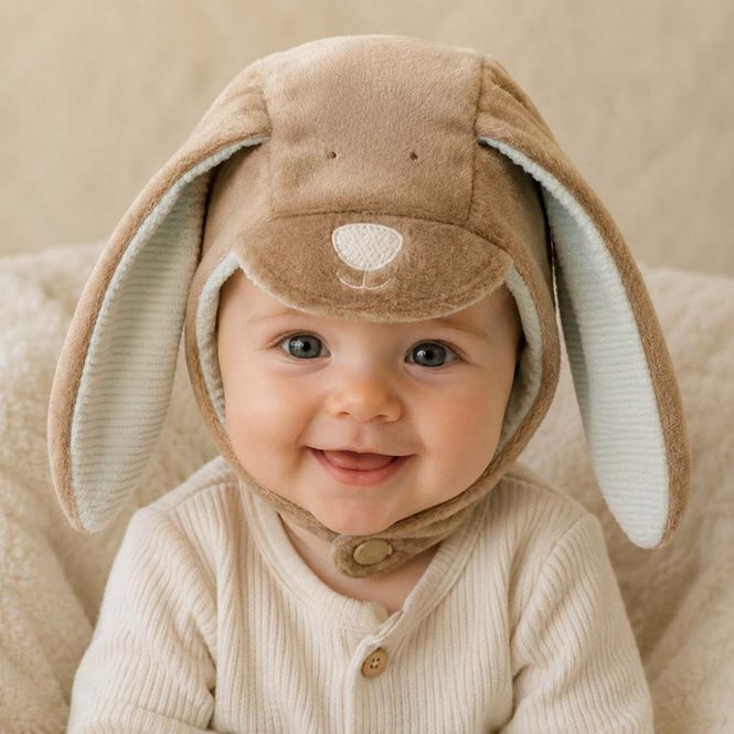 Hovedbilde Baby Lue m kaninører Brun Rufus Rabbit